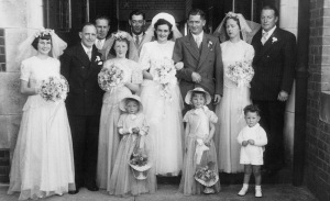 Merle O'Brien's wedding to Alwyn O'Donnell - Mum flower girl front left.