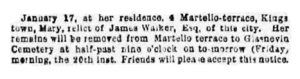Mary Walker Death Freeman's Journal - Thursday 19 January 1865