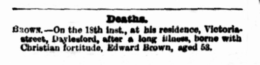 Edward Brown death 1886