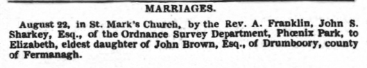 Elizabeth Brown marriage Dublin Evening Packet and Correspondent 24 August 1833 edit