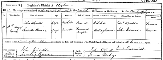 Lucinda Browne marriage 1851